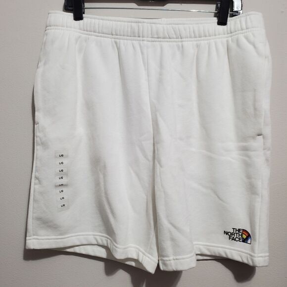 The North Face Mens Sz L Pride Never Stop shorts Drawstring white Unsex - Picture 1 of 9